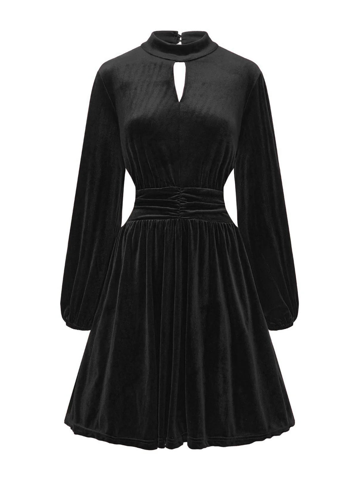 1940s Velvet Cutout Pleated Lantern Sleeve Dress - Image 9