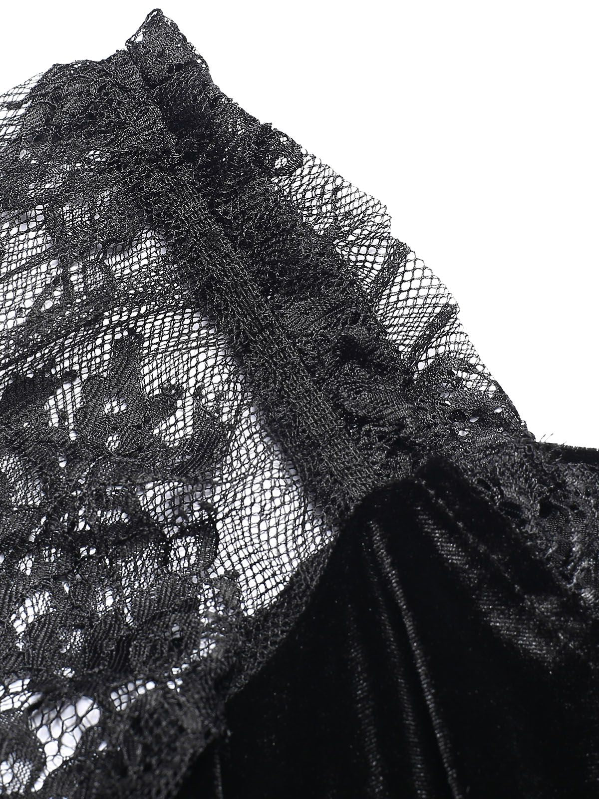 1940s Velvet Lace Flared Patchwork Dress - Image 6