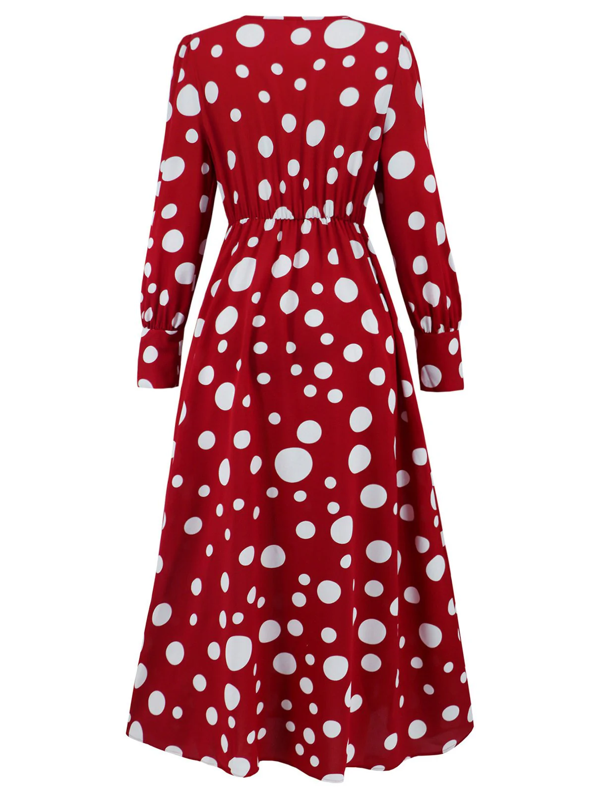 1940s Vintage Polka Dots Long Sleeve Slit Dress - Image 2