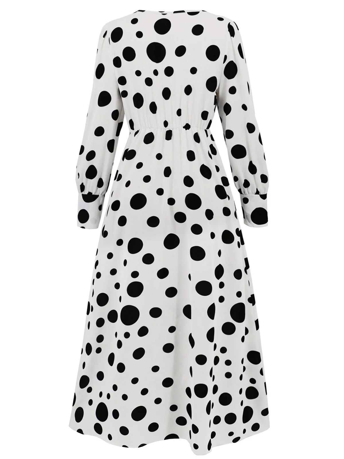 1940s Vintage Polka Dots Long Sleeve Slit Dress - Image 6