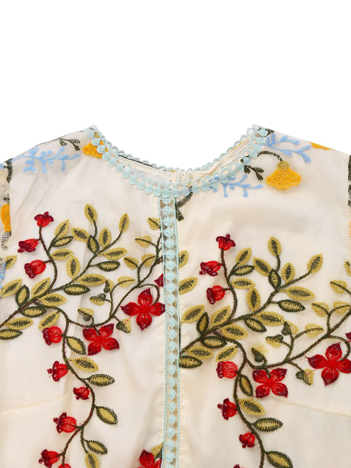 1940s Water Soluble Lace Mesh Embroidery Ruffle Dress - Image 3