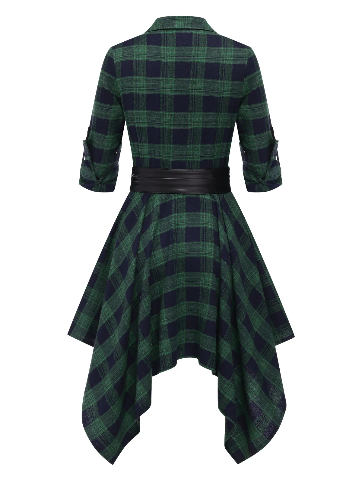 1950s 3/4 Sleeve Plaid Belt Dress - Image 10