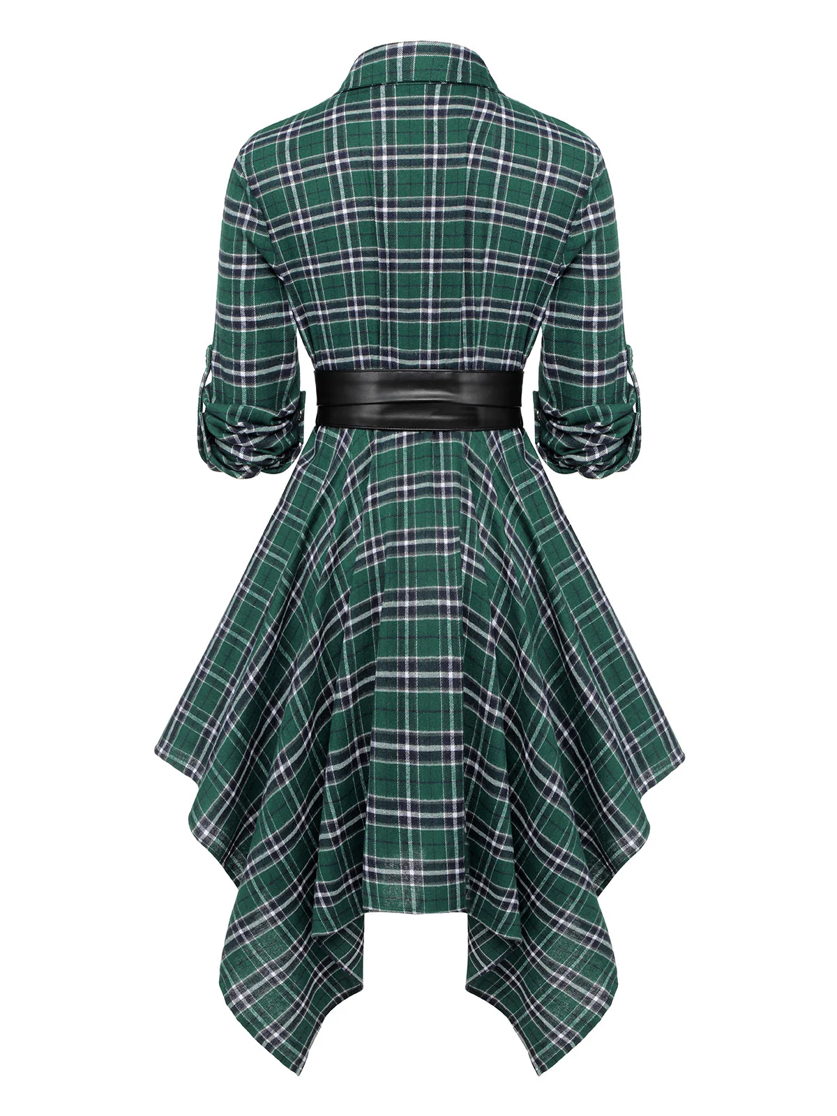 1950s 3/4 Sleeve Plaid Belt Dress - Image 19