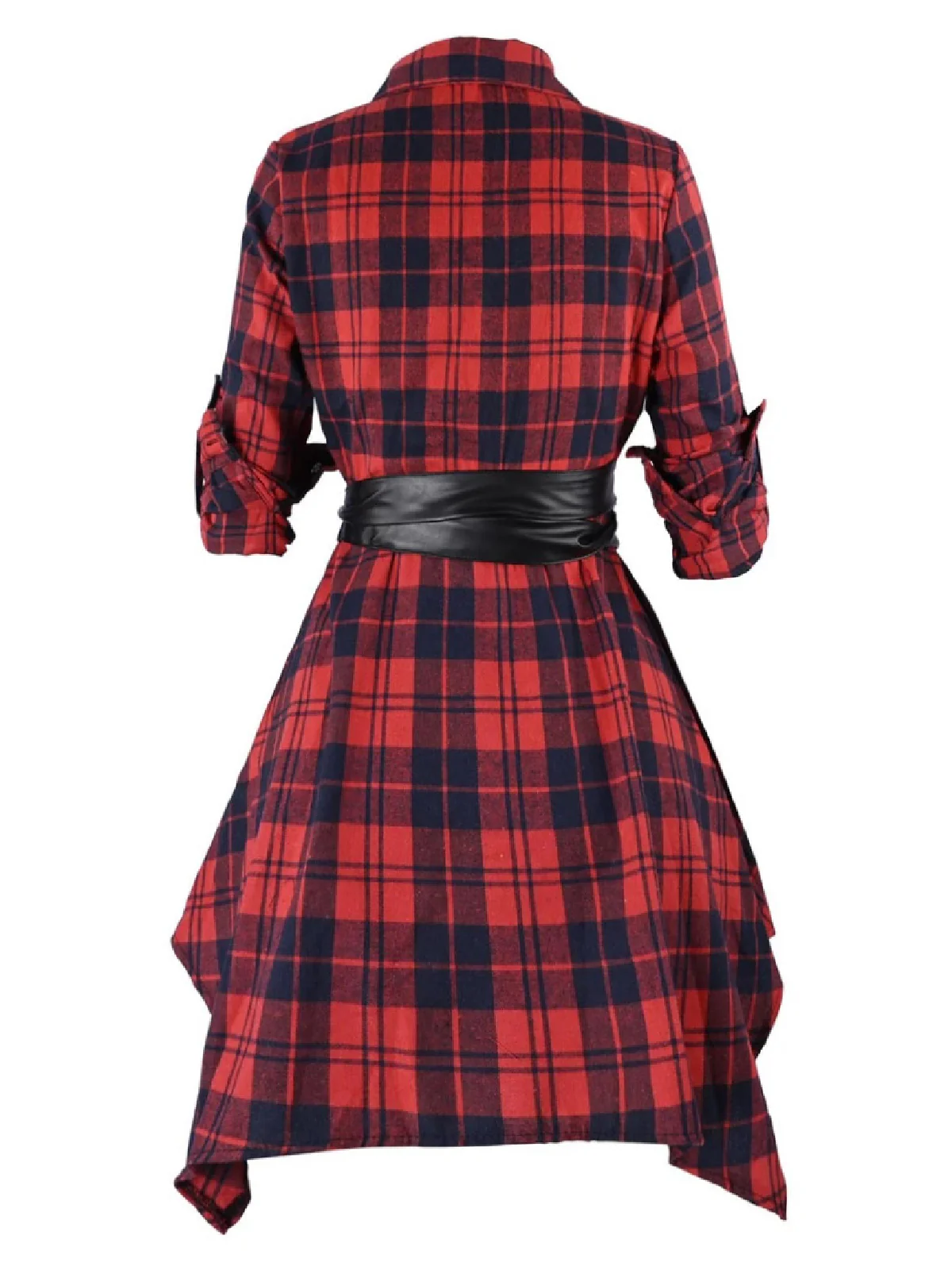 1950s 3/4 Sleeve Plaid Belt Dress - Image 9