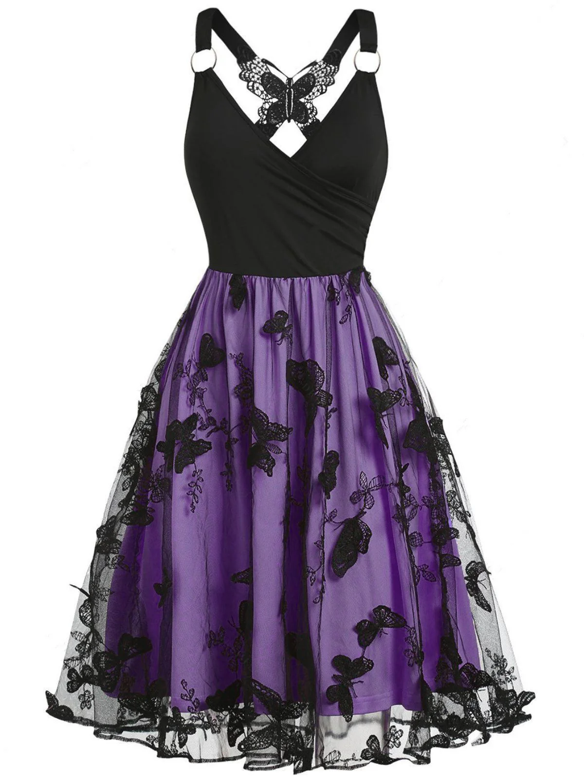 1950s 3D Butterfly Embroidered Patchwork Dress - Image 10