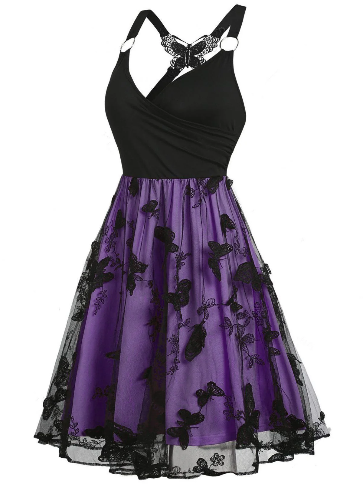 1950s 3D Butterfly Embroidered Patchwork Dress - Image 11