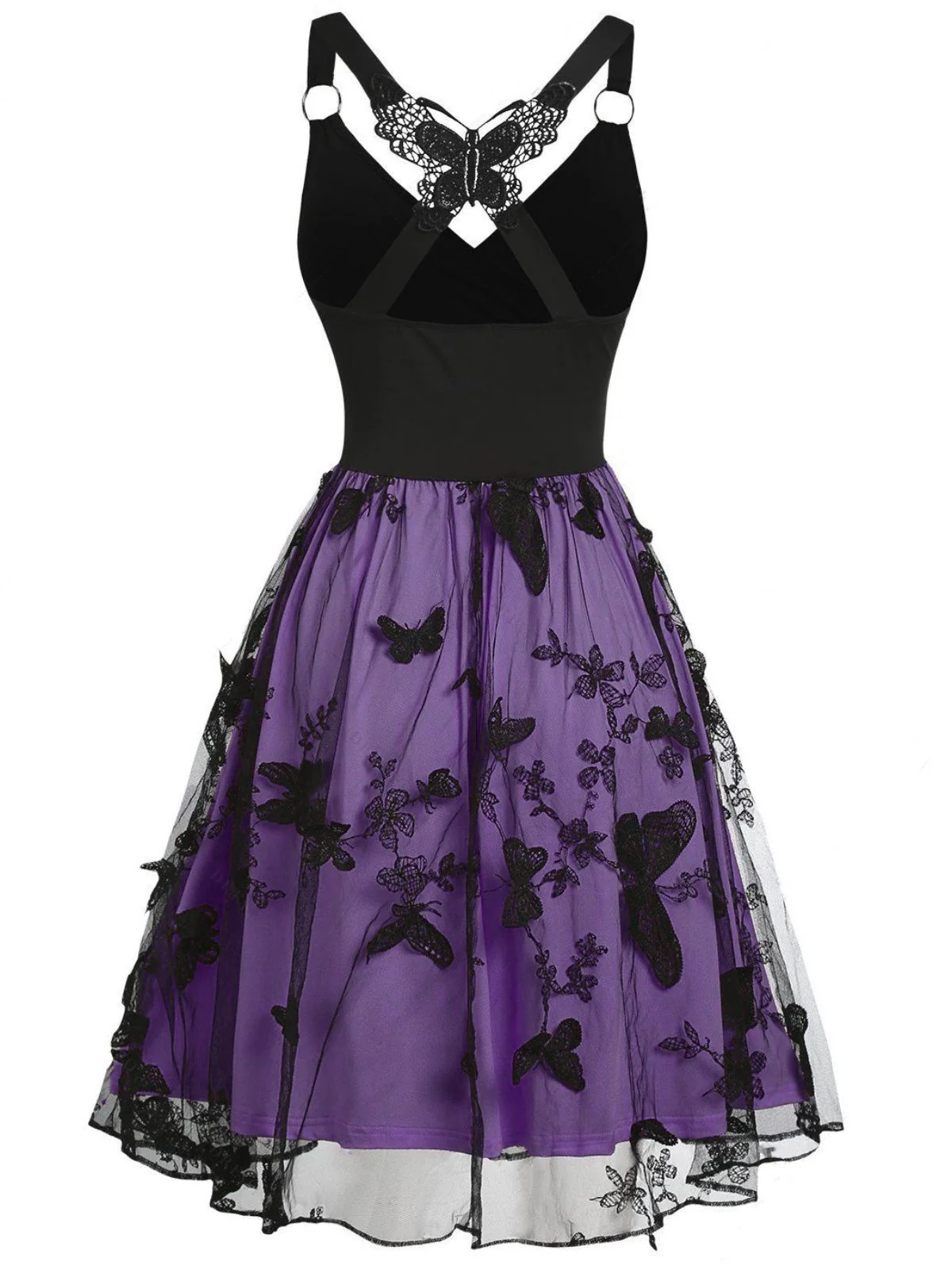 1950s 3D Butterfly Embroidered Patchwork Dress - Image 12