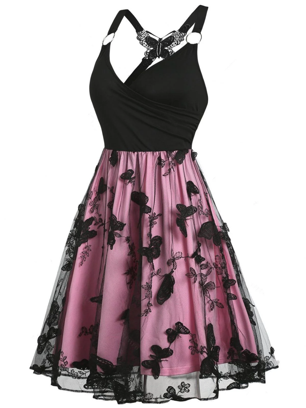 1950s 3D Butterfly Embroidered Patchwork Dress - Image 2