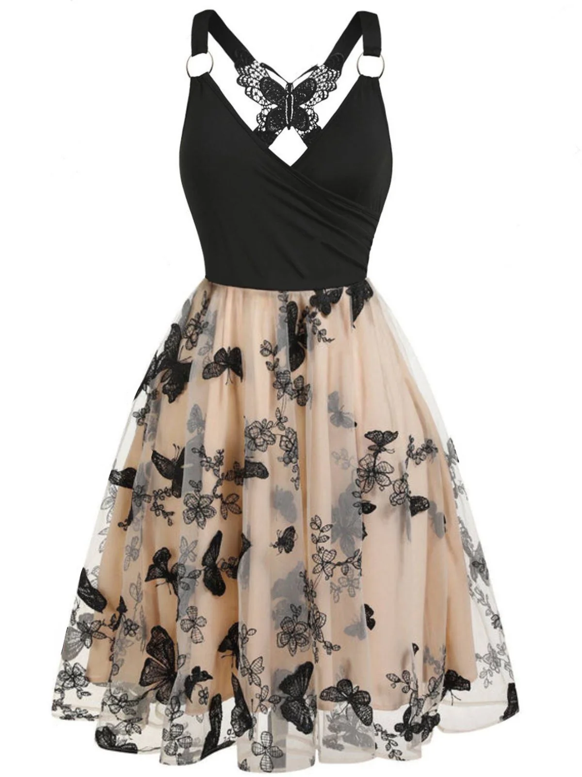 1950s 3D Butterfly Embroidered Patchwork Dress - Image 7