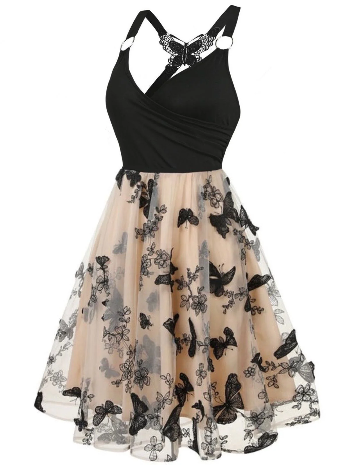 1950s 3D Butterfly Embroidered Patchwork Dress - Image 8