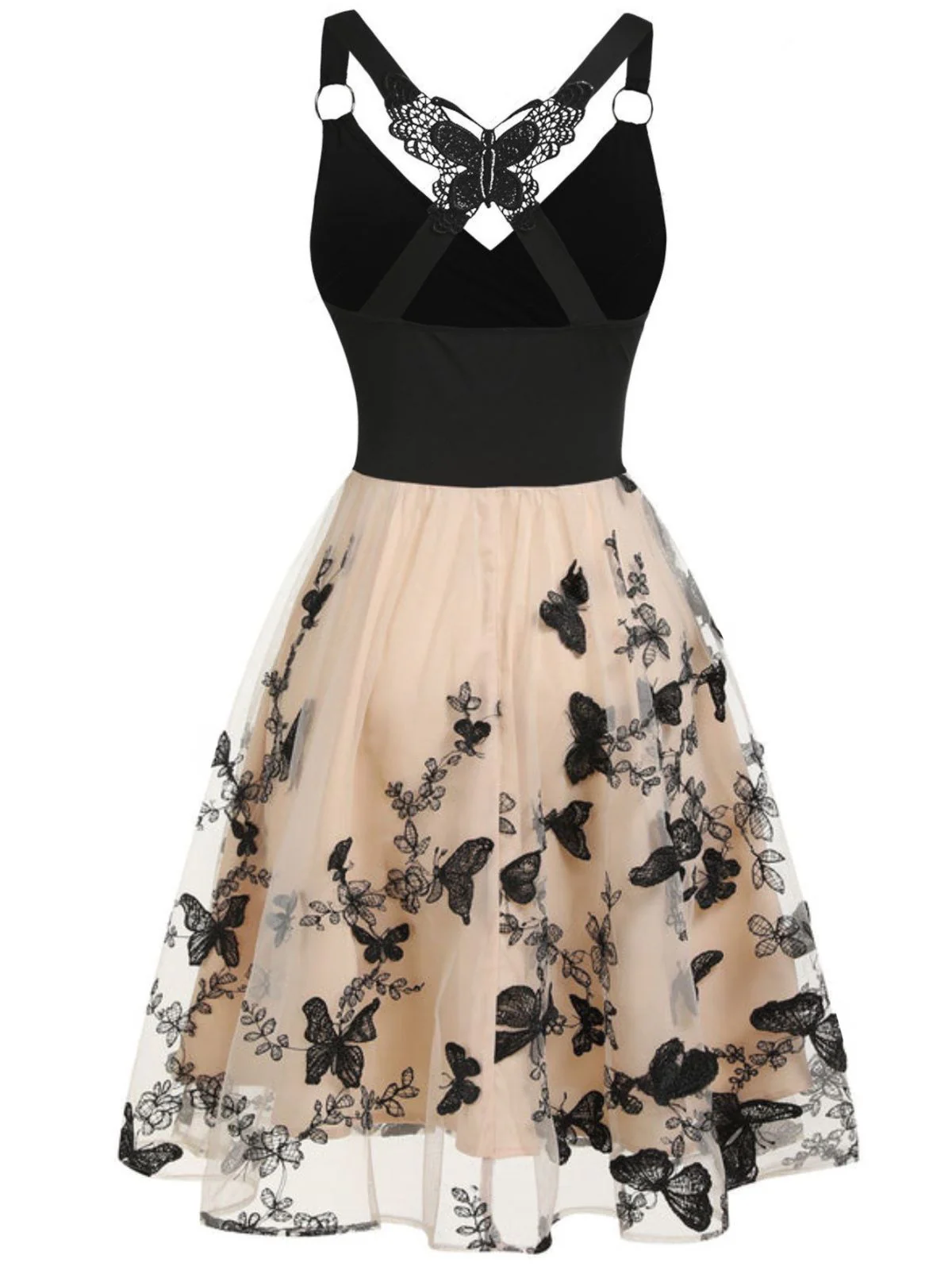 1950s 3D Butterfly Embroidered Patchwork Dress - Image 9