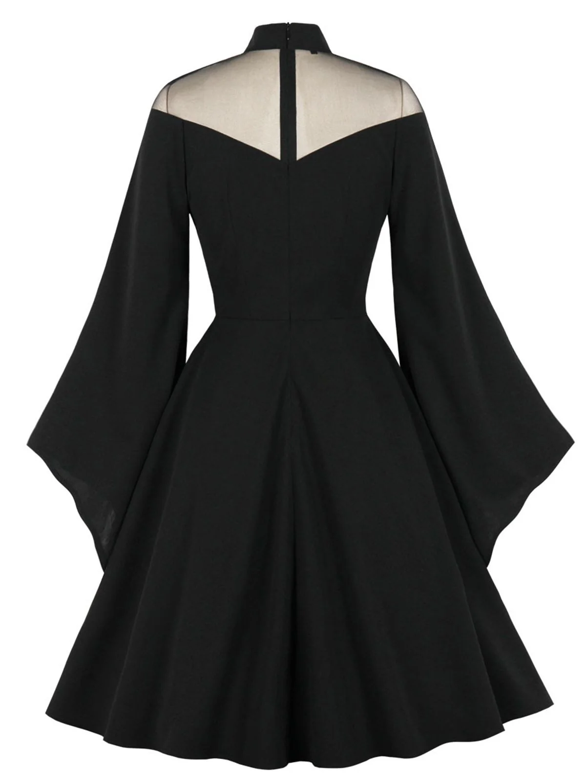 1950s Angel Sleeve Solid Swing Dress - Image 2