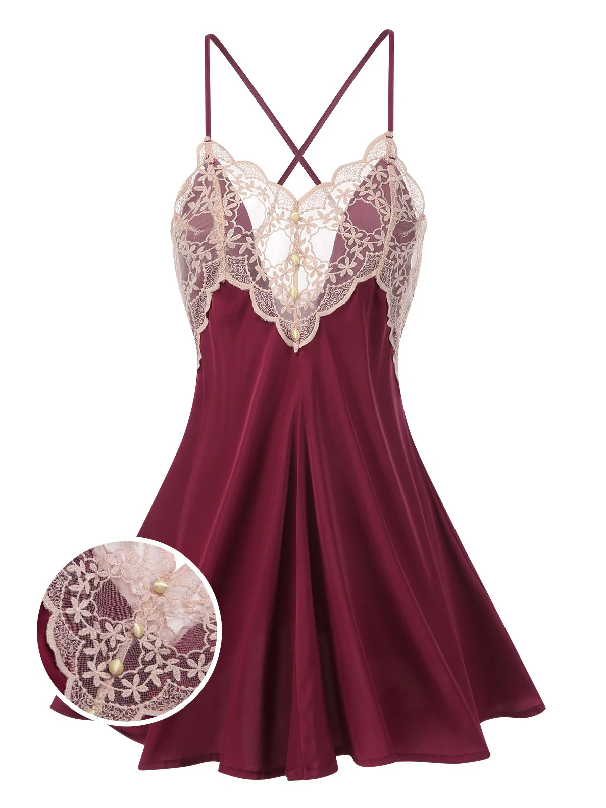 1950s Back Straps Lace Satin Nightdress - Image 9