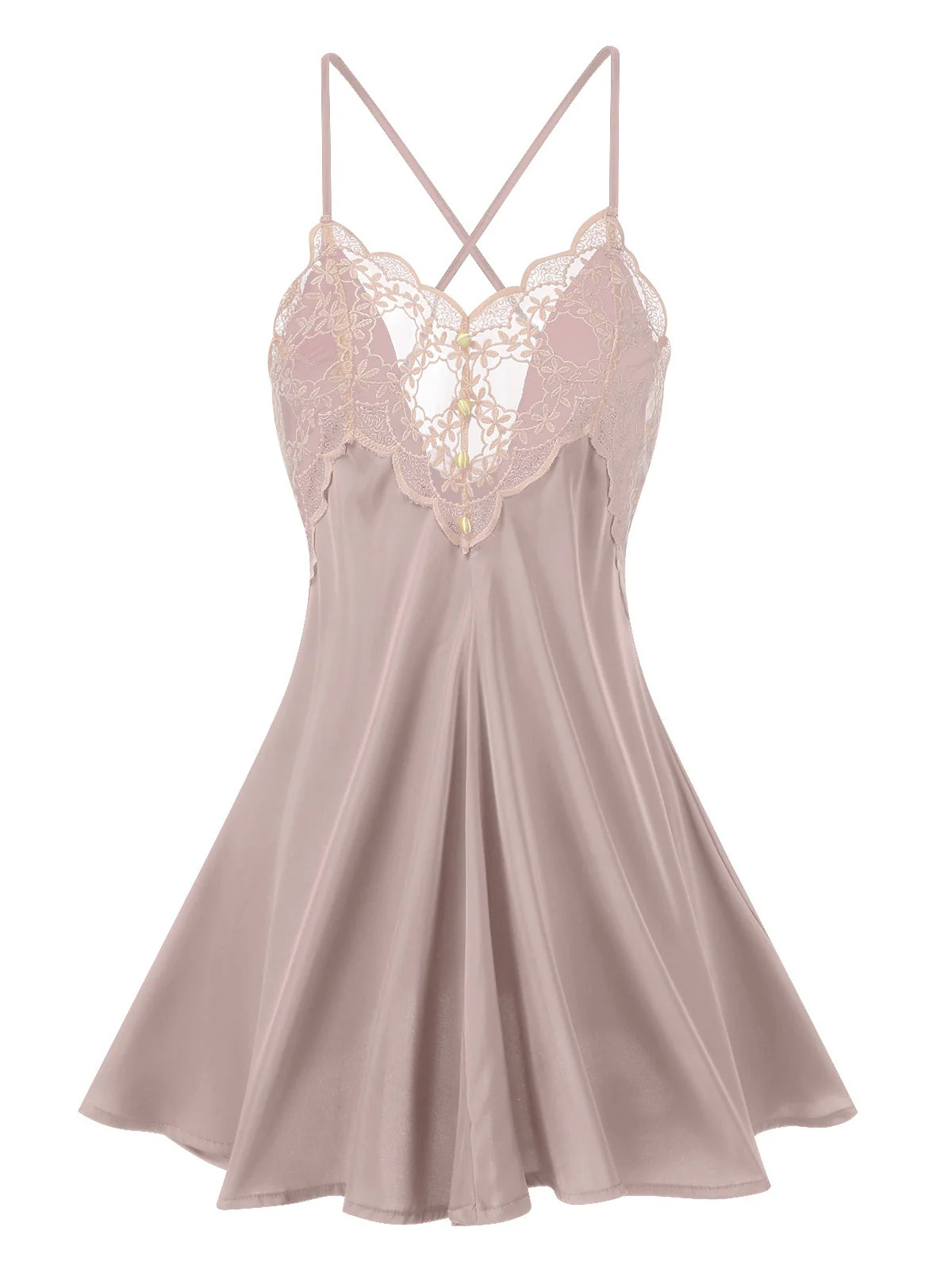 1950s Back Straps Lace Satin Nightdress - Image 10