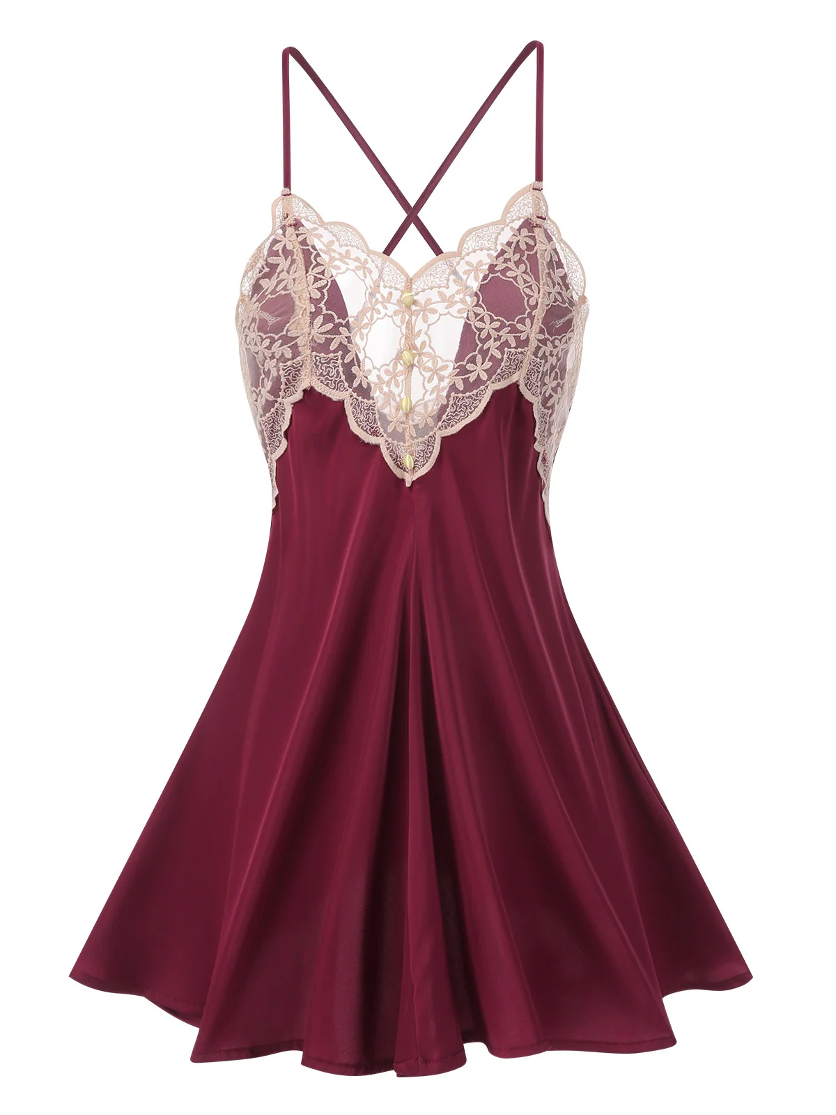 1950s Back Straps Lace Satin Nightdress - Image 2