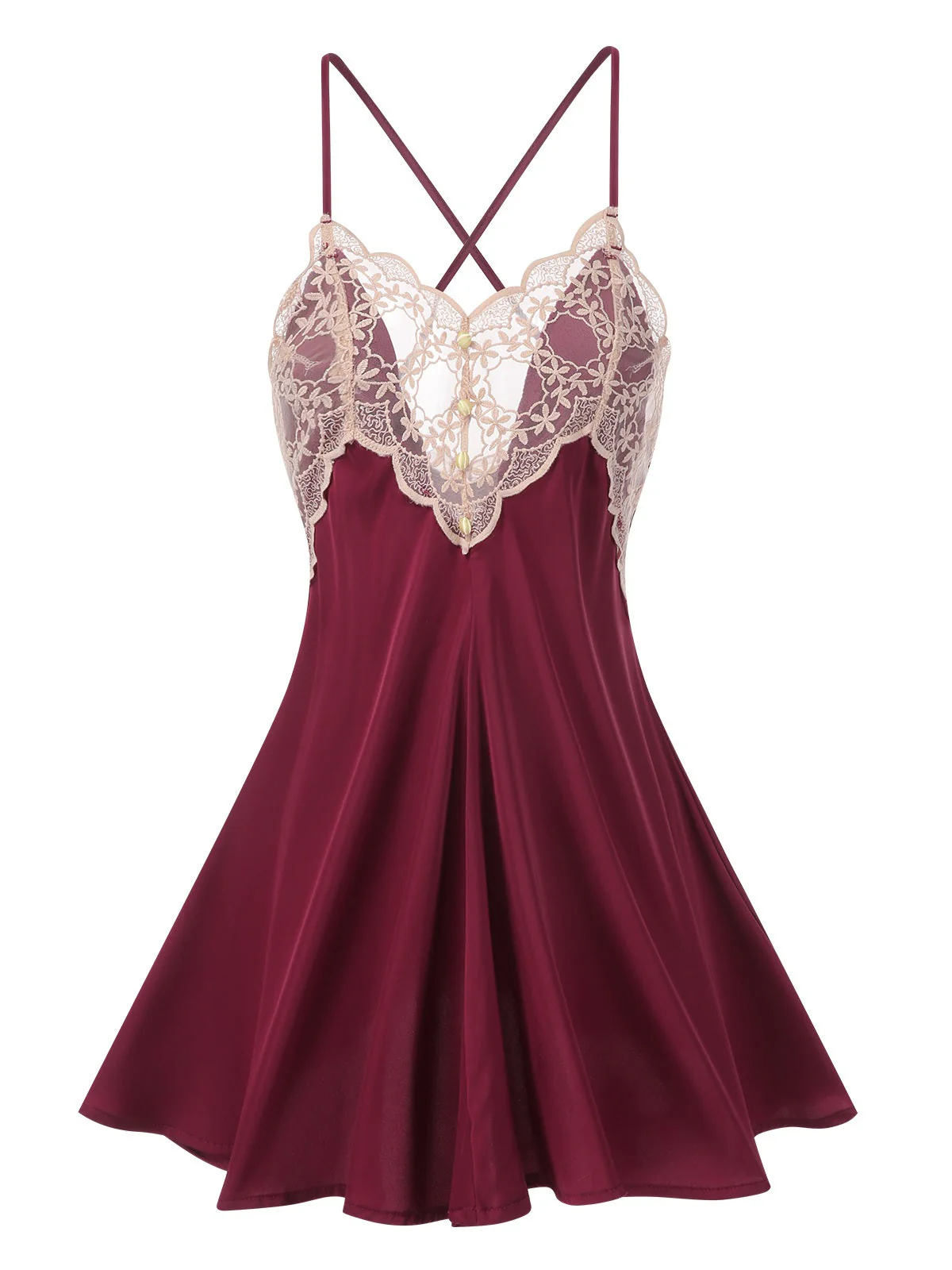 1950s Back Straps Lace Satin Nightdress - Image 10