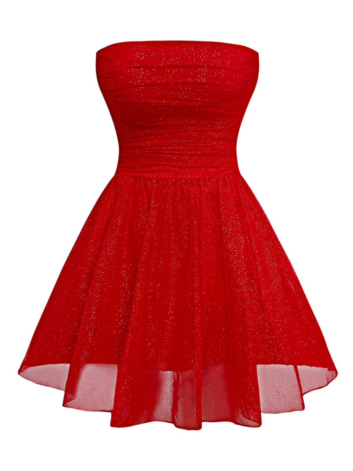 1950s Bandeau Solid Glitter Back Bow Skater Dress - Image 2