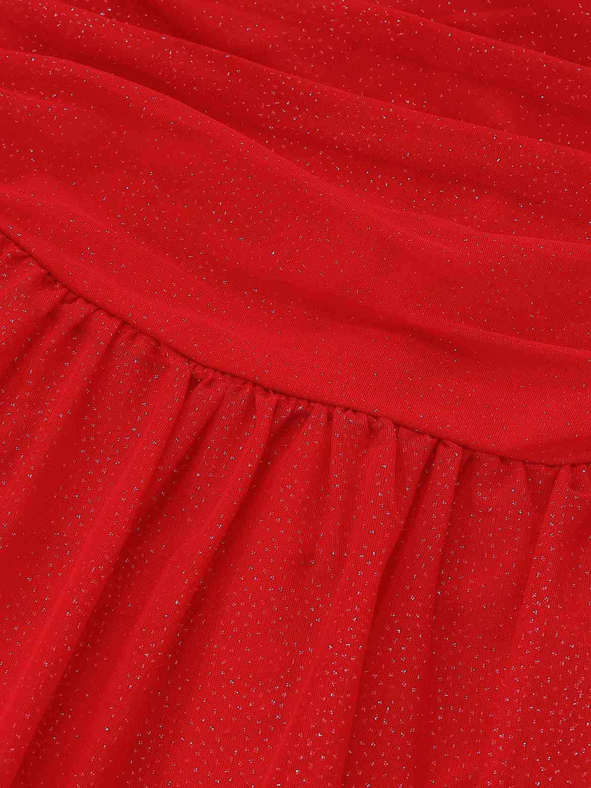 1950s Bandeau Solid Glitter Back Bow Skater Dress - Image 6