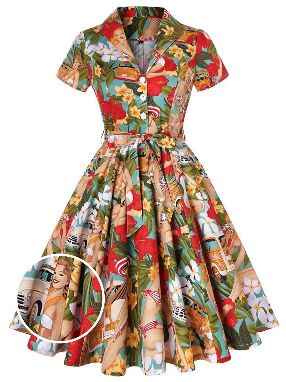 1950s Bikini Girls Swing Dress - Image 5