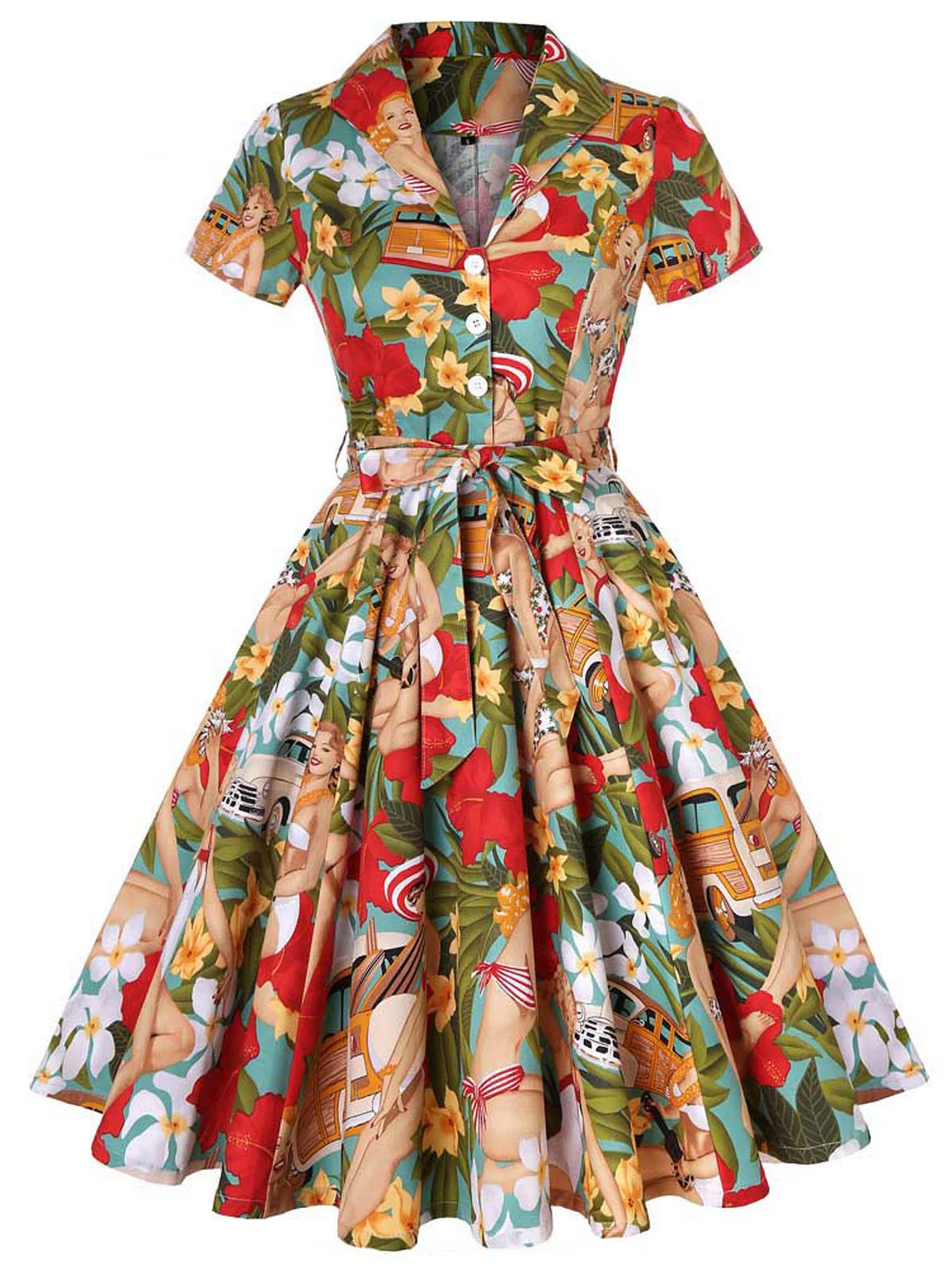 1950s Bikini Girls Swing Dress - Image 6