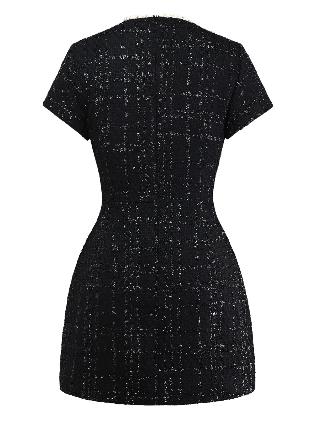 1950s Binding Pearl-Trimmed Collar Tweed Dress - Image 3