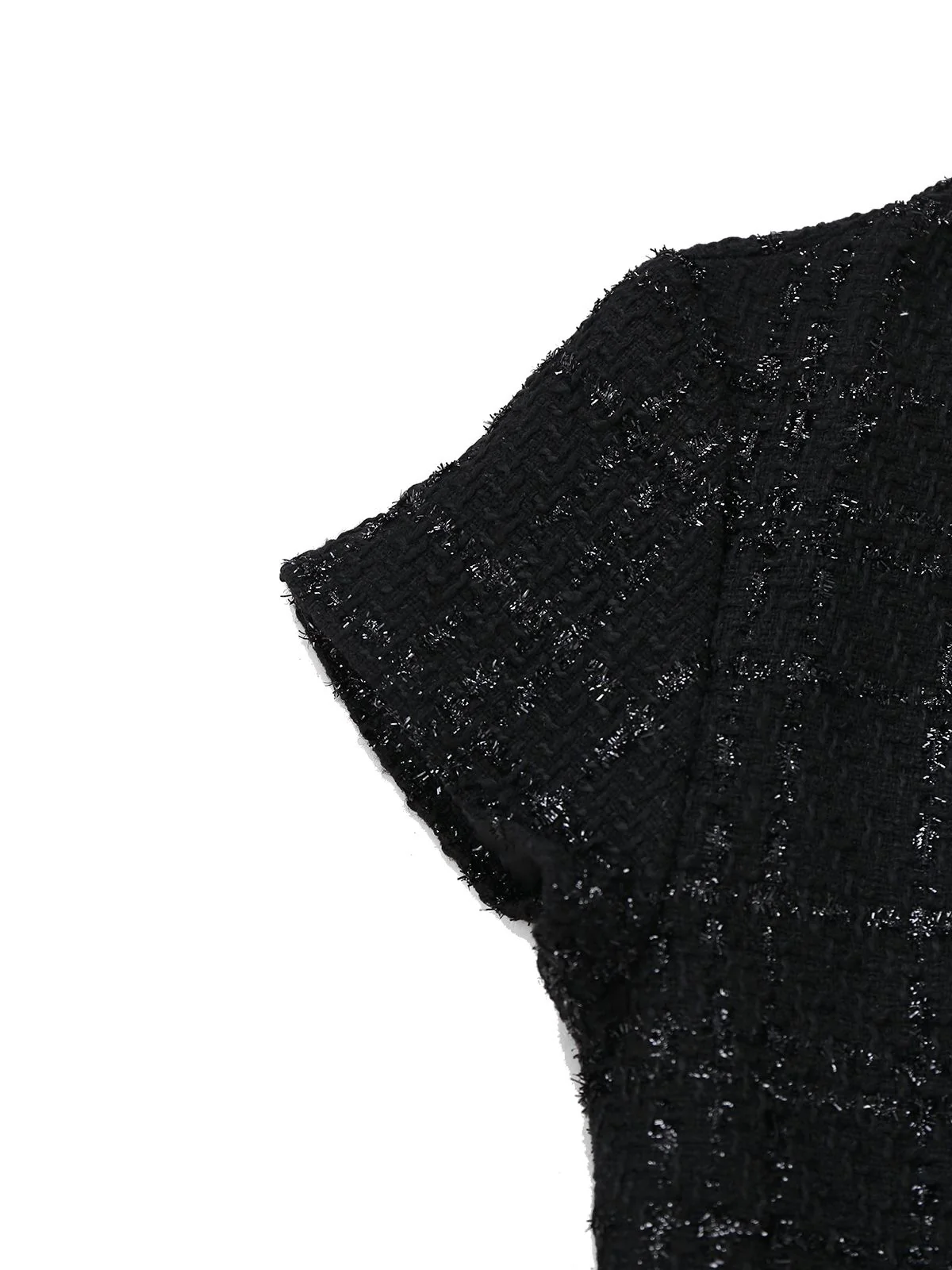 1950s Binding Pearl-Trimmed Collar Tweed Dress - Image 4