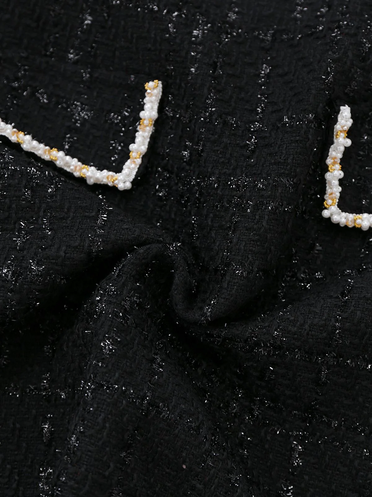 1950s Binding Pearl-Trimmed Collar Tweed Dress - Image 6