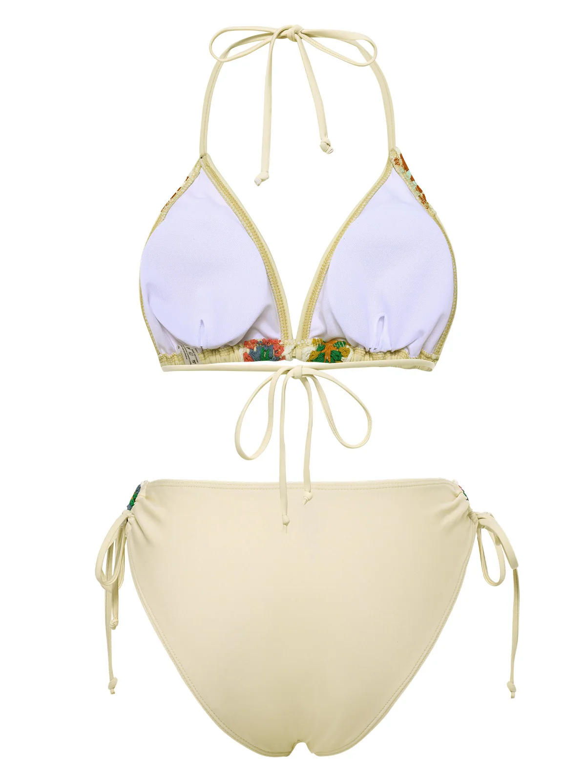 1950s Boho Crochet Lace-Up Halter Bikini Set - Image 3