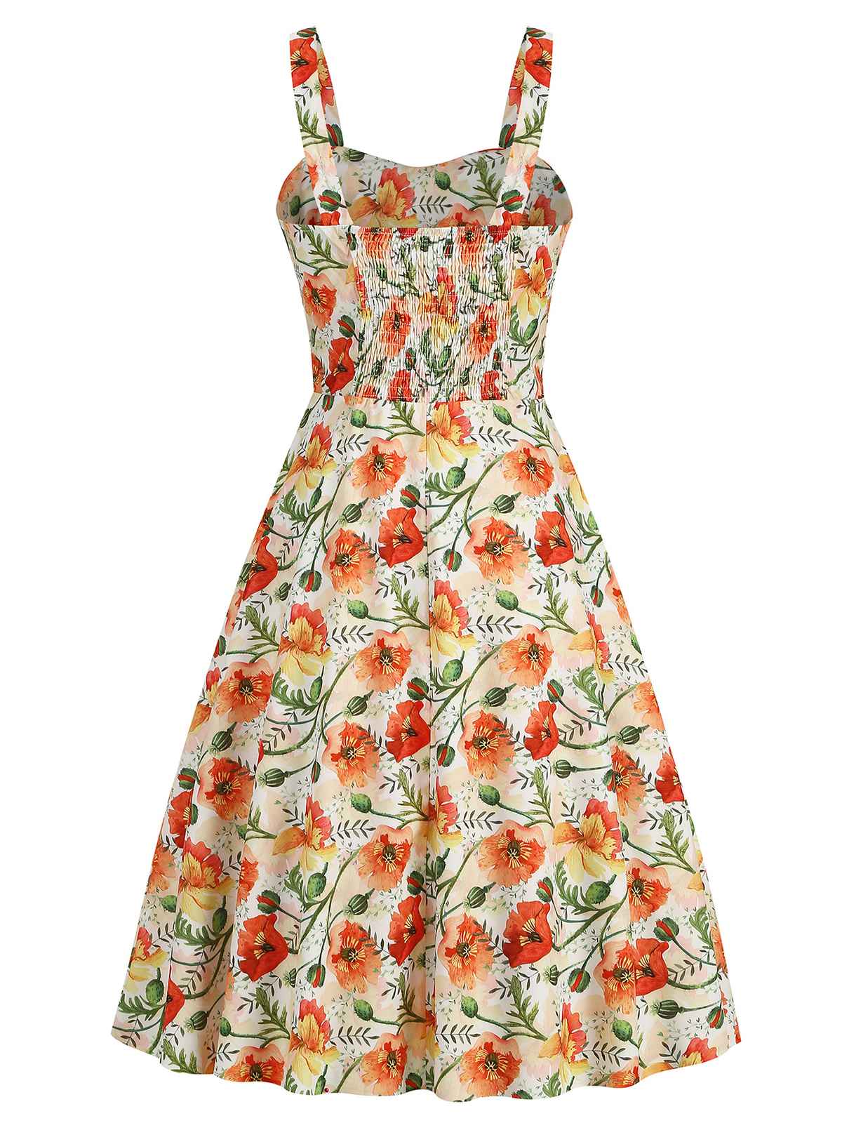 1950s Botanical Print Strap High Waist Dress - Image 12