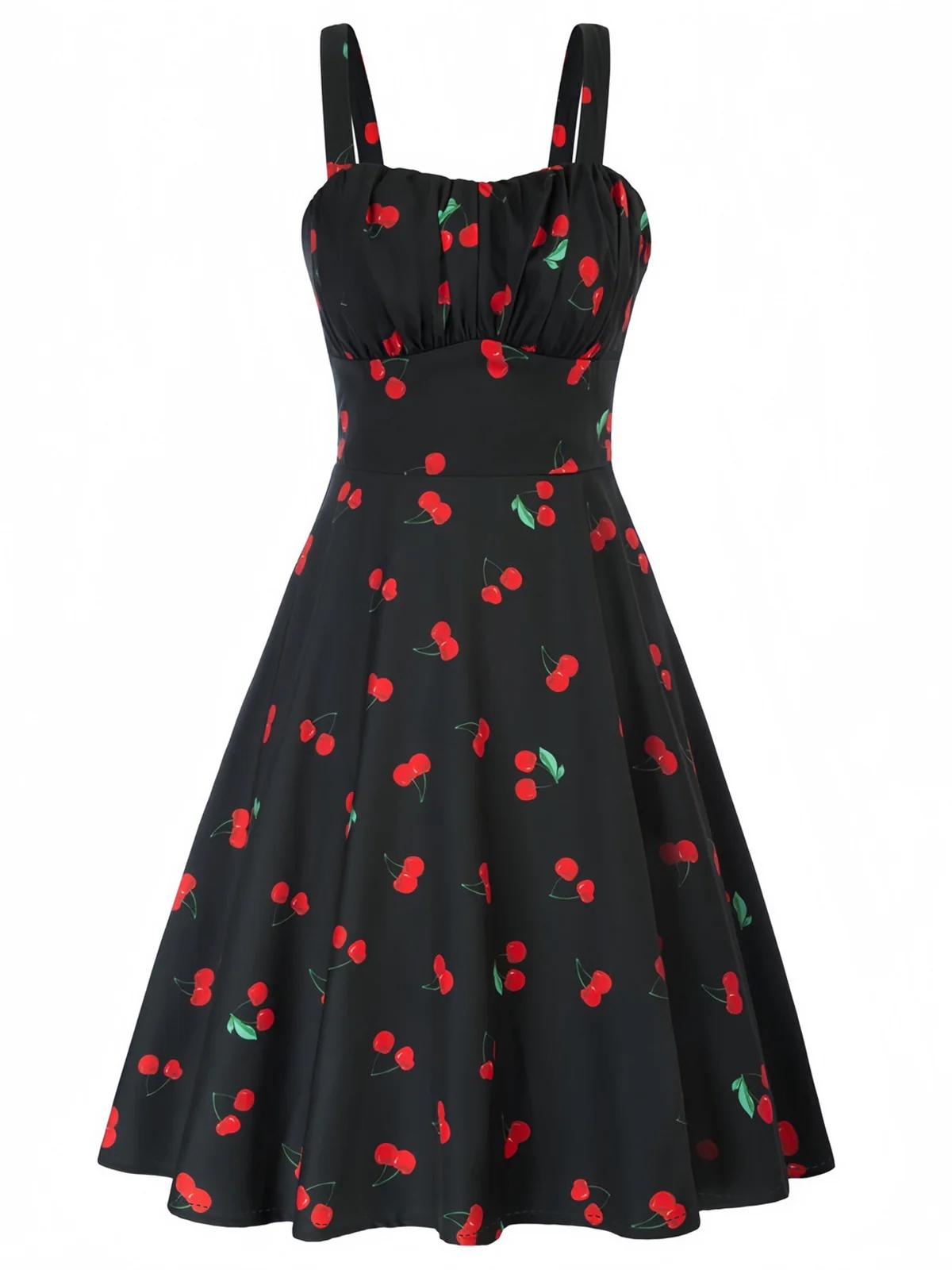1950s Botanical Print Strap High Waist Dress - Image 3