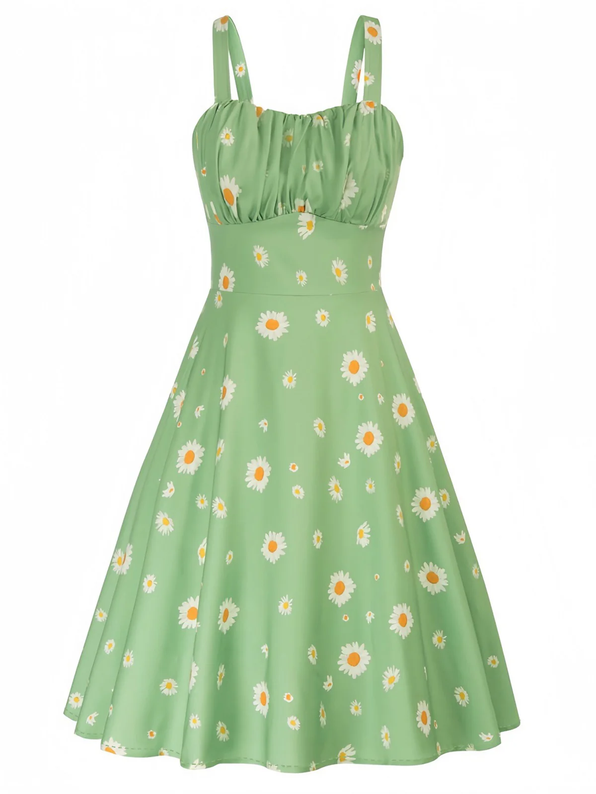 1950s Botanical Print Strap High Waist Dress - Image 4