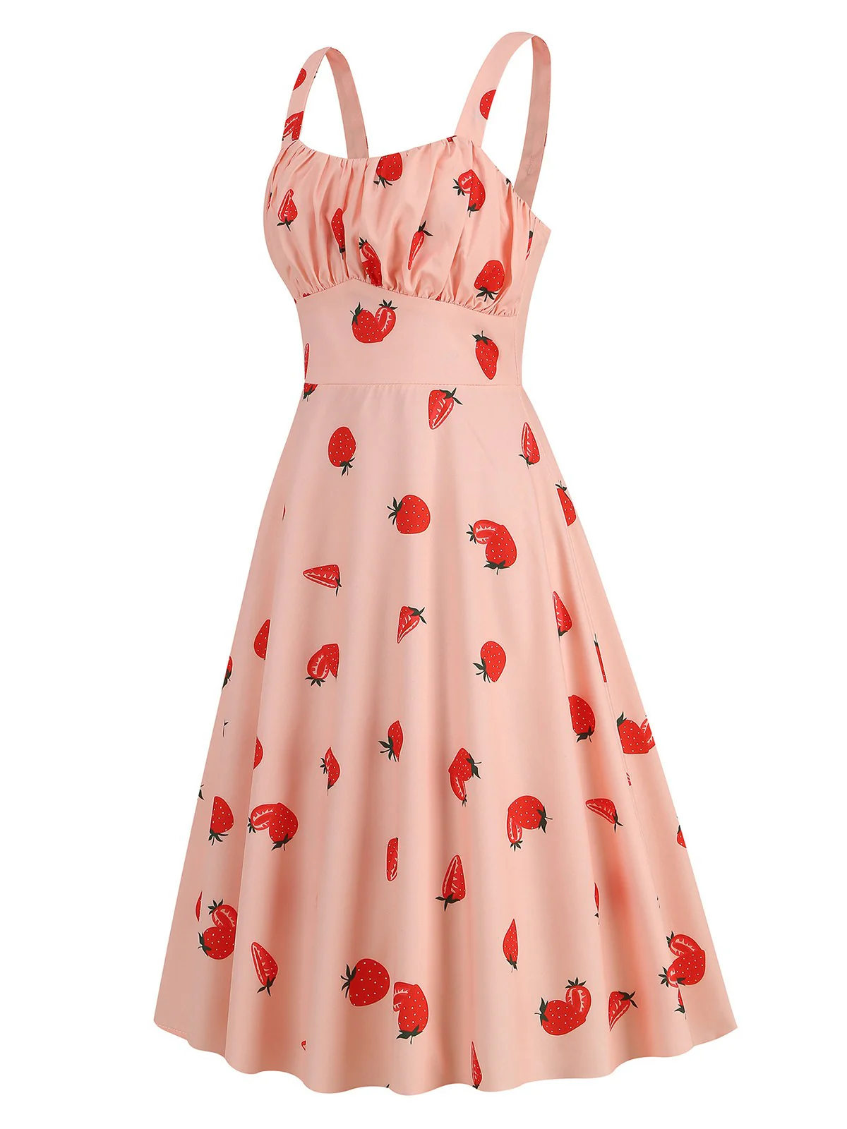 1950s Botanical Print Strap High Waist Dress - Image 5