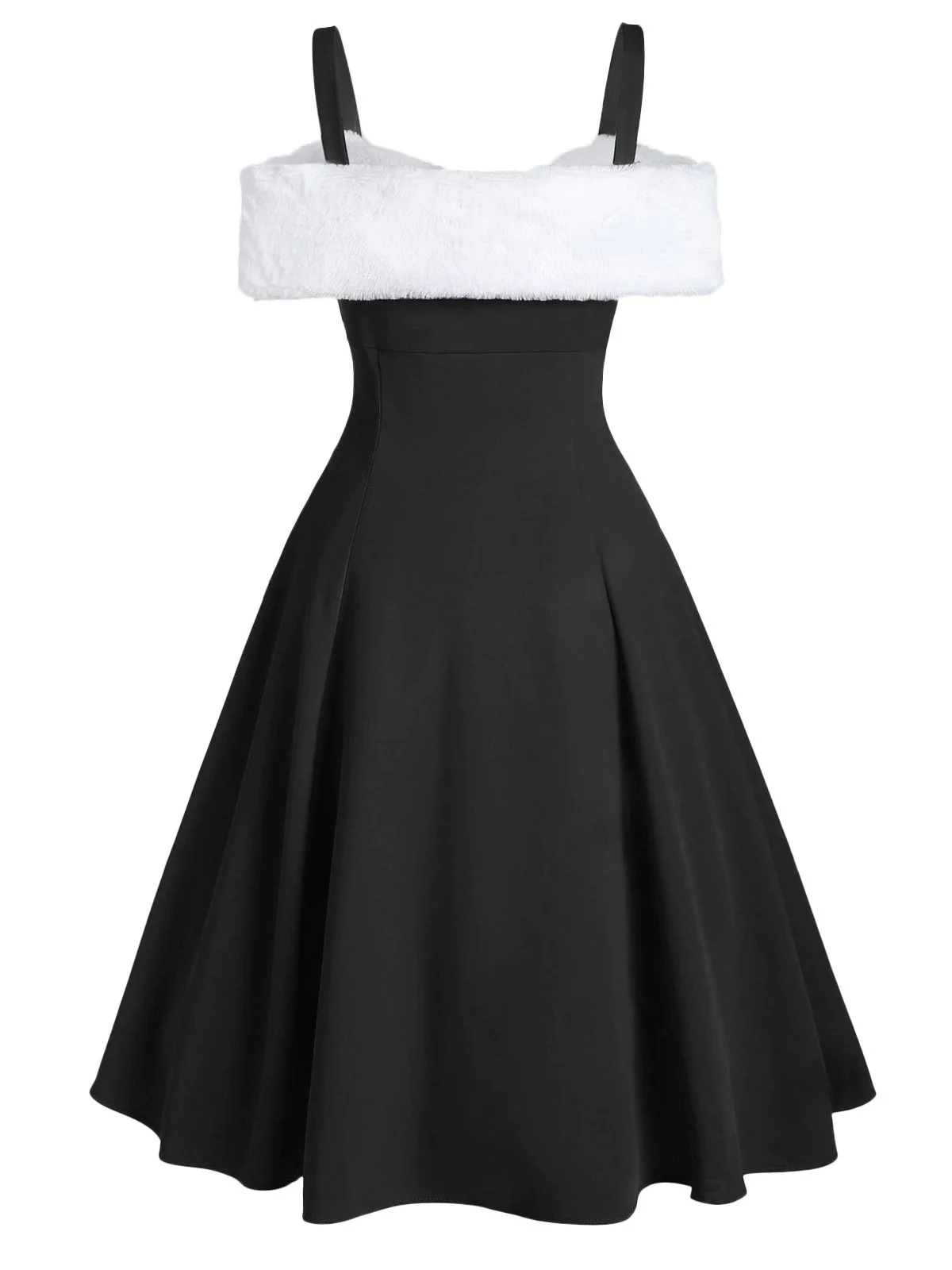 1950s Bow Cold Shoulder Swing Dress - Image 2