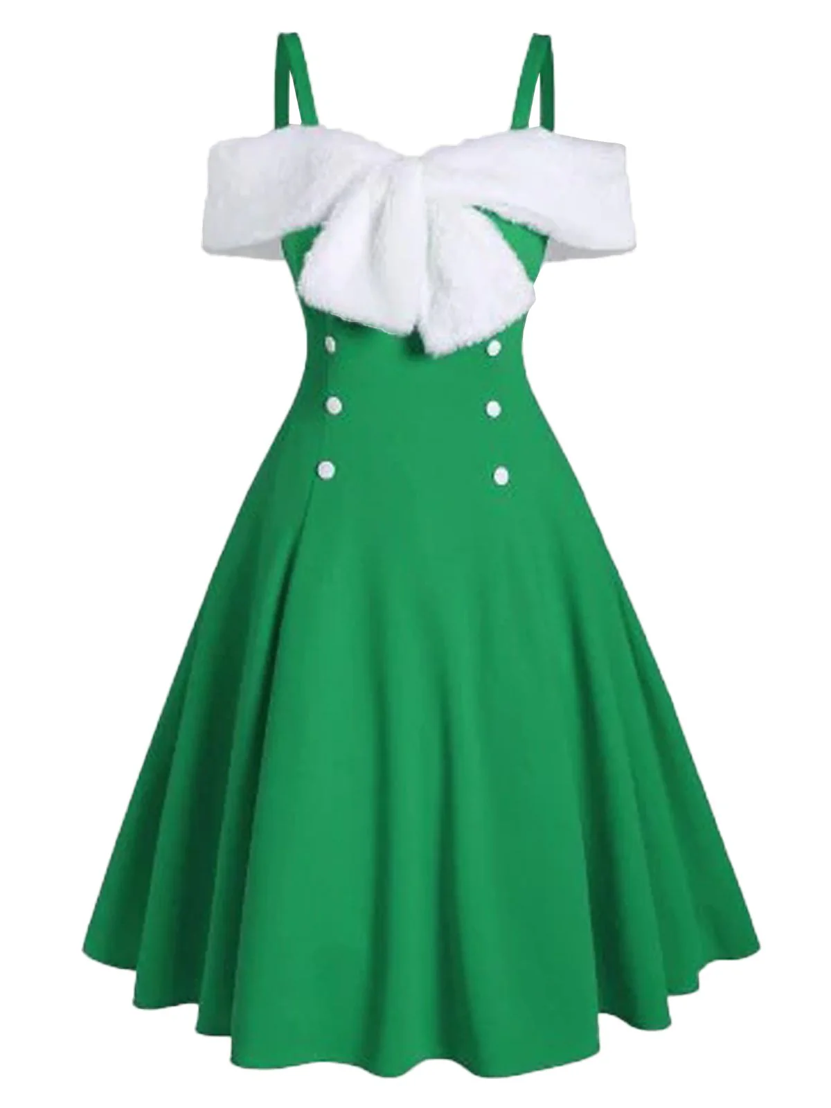 1950s Bow Cold Shoulder Swing Dress - Image 5