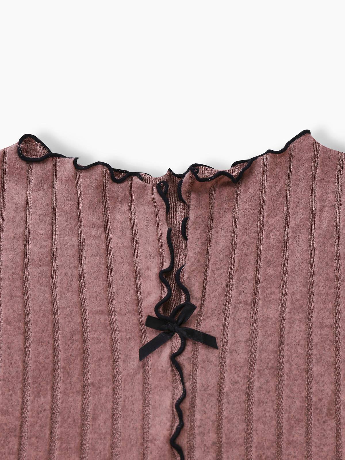 1950s Bow Knitted Ruffled Long Pajama Set - Image 3