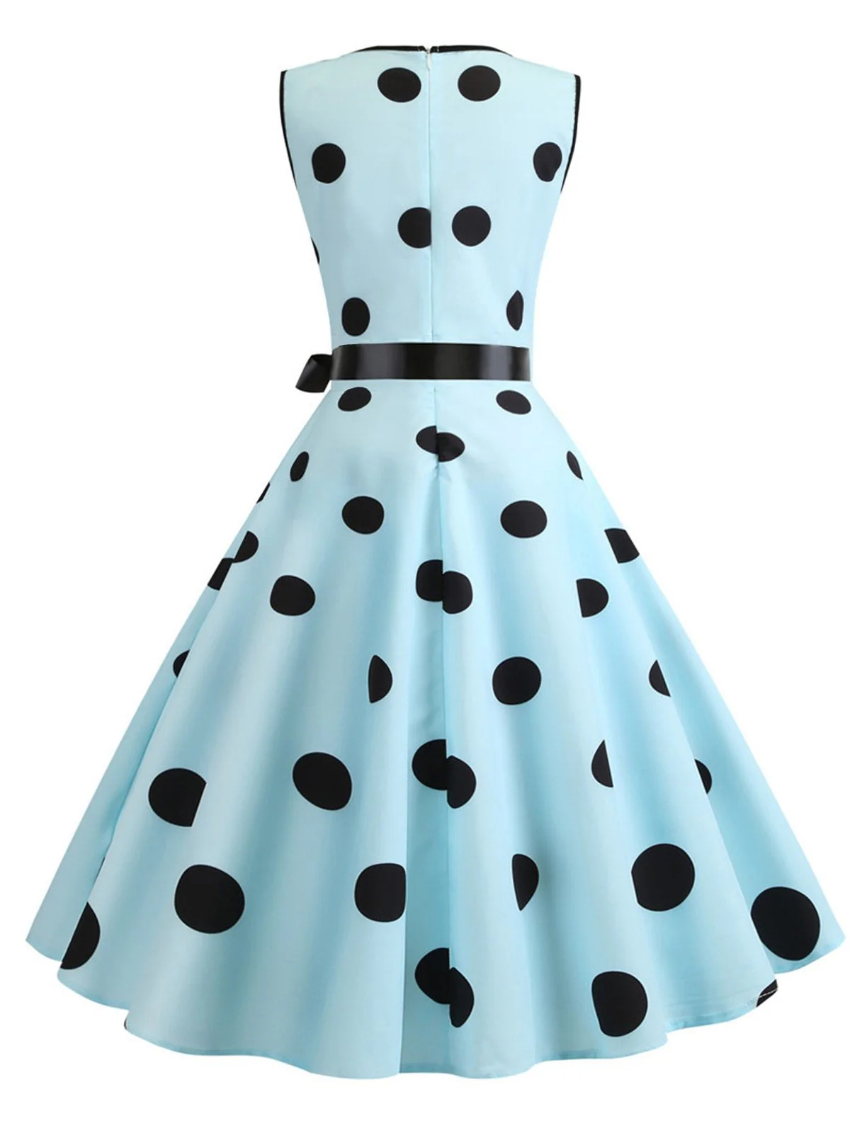 1950s Bow Polka Dot Swing Dress - Image 4