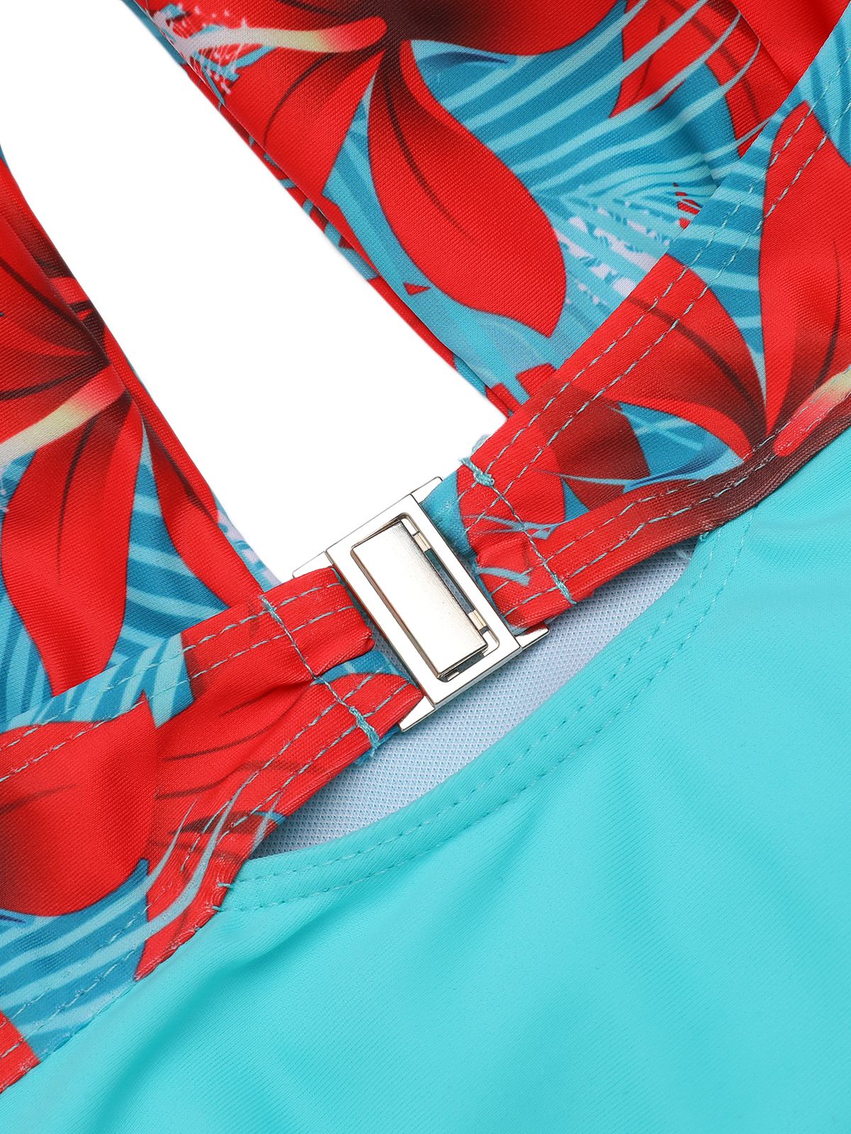1950s Bow Tie Floral Cross Straps Swimsuit - Image 6