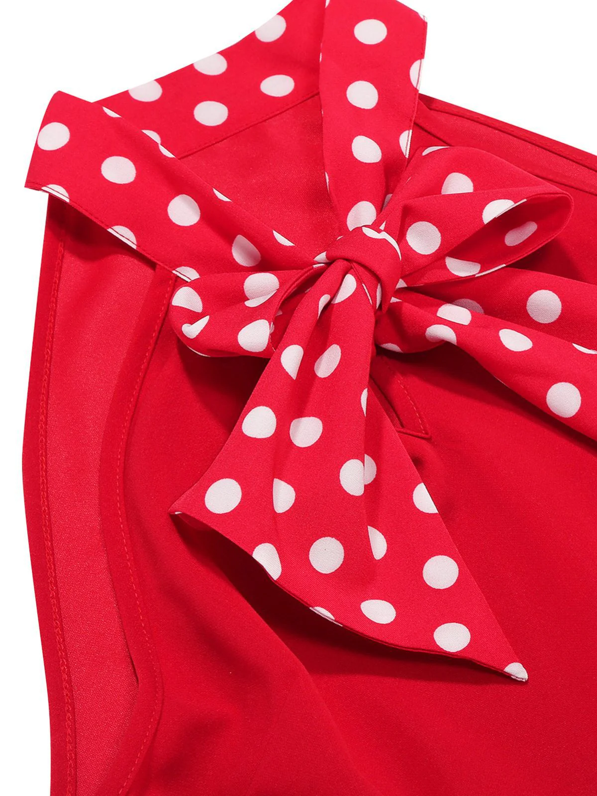 1950s Bow Tie Neck Polka Dot Belted Dress - Image 6