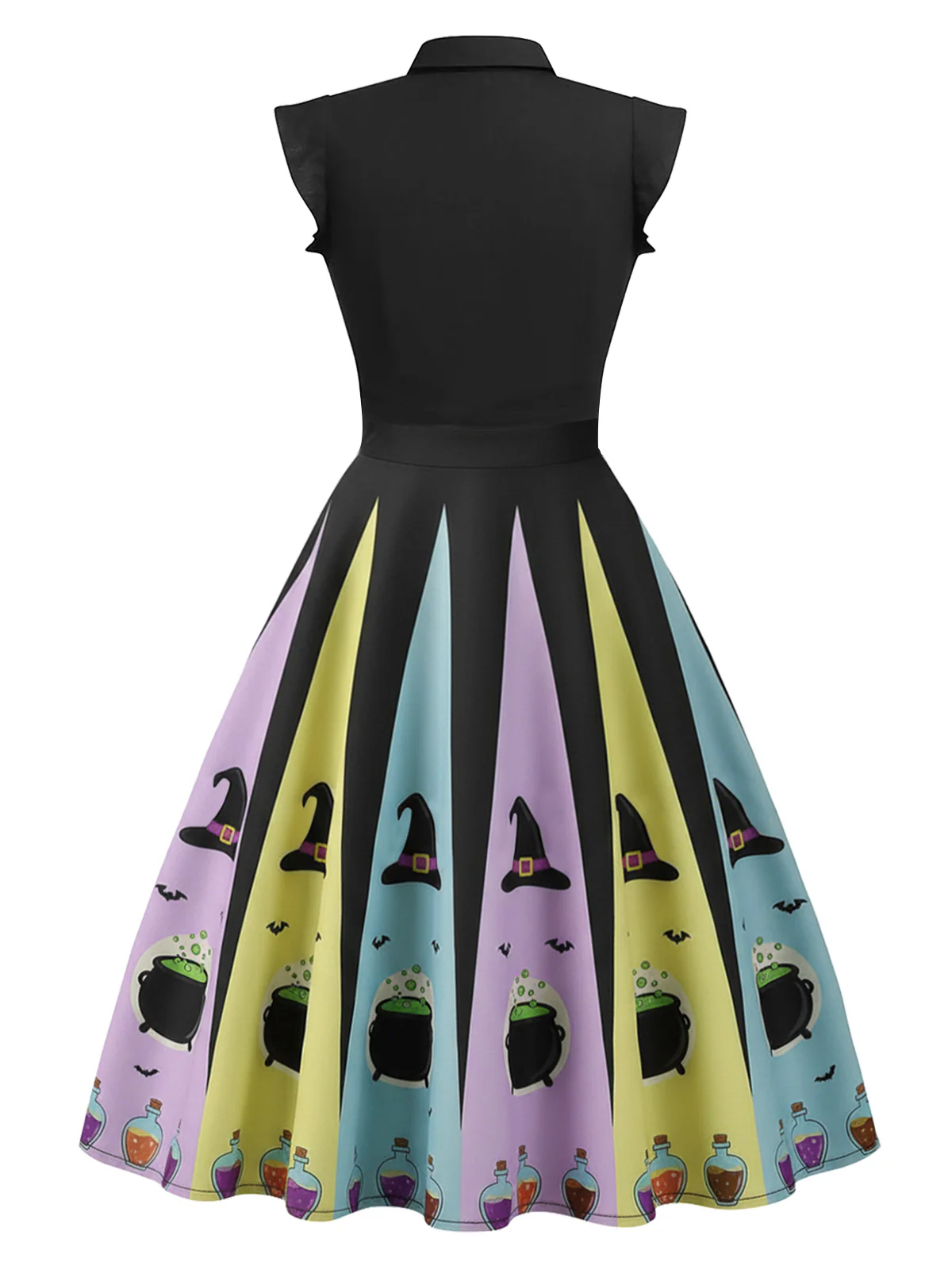 1950s Bowknot Halloween Witch Hat Potion Swing Dress - Image 2