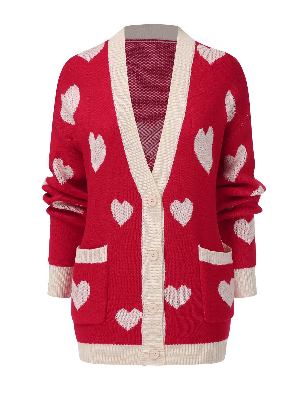 1950s Button Heart Dot Knitted Cardigan - Image 2