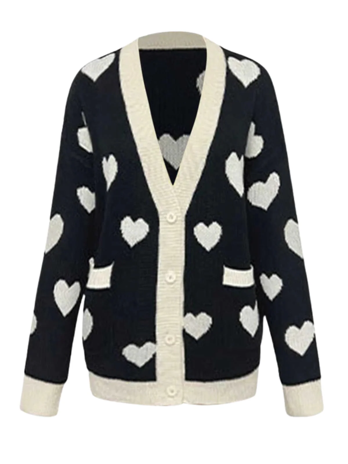 1950s Button Heart Dot Knitted Cardigan - Image 7