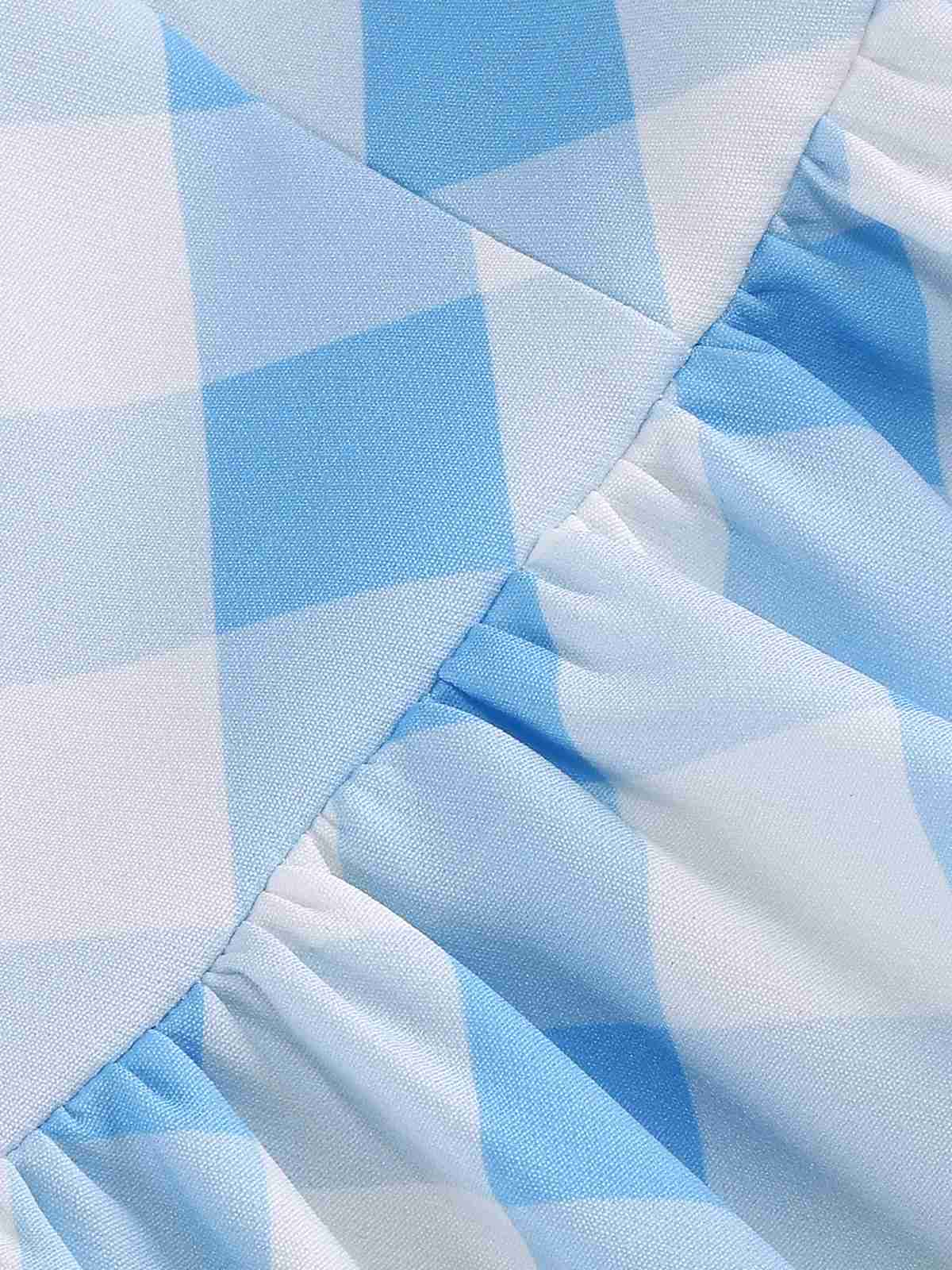1950s Cap Sleeves Argyle Plaid Swing Dress - Image 10