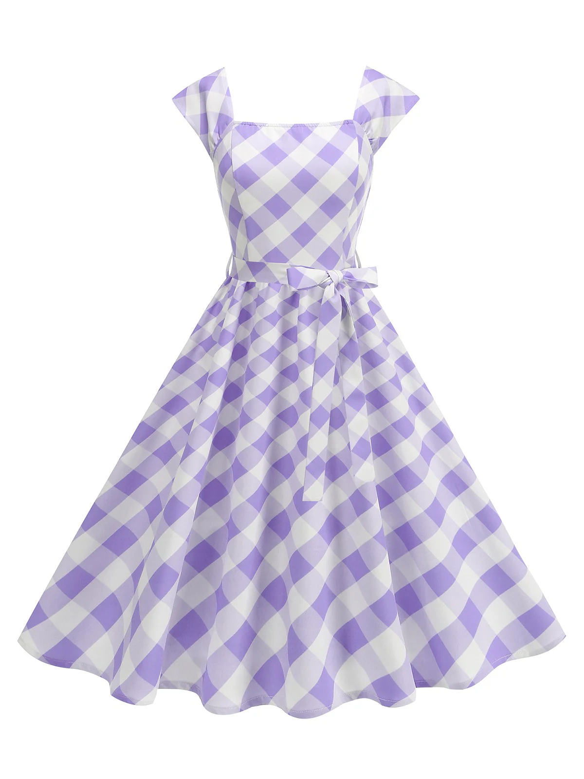 1950s Cap Sleeves Argyle Plaid Swing Dress - Image 15