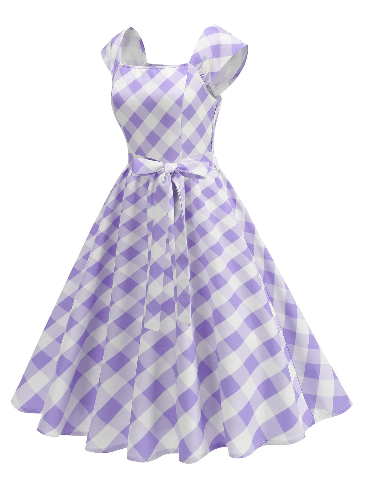 1950s Cap Sleeves Argyle Plaid Swing Dress - Image 16