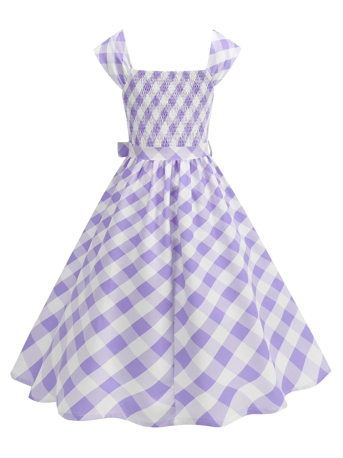 1950s Cap Sleeves Argyle Plaid Swing Dress - Image 17