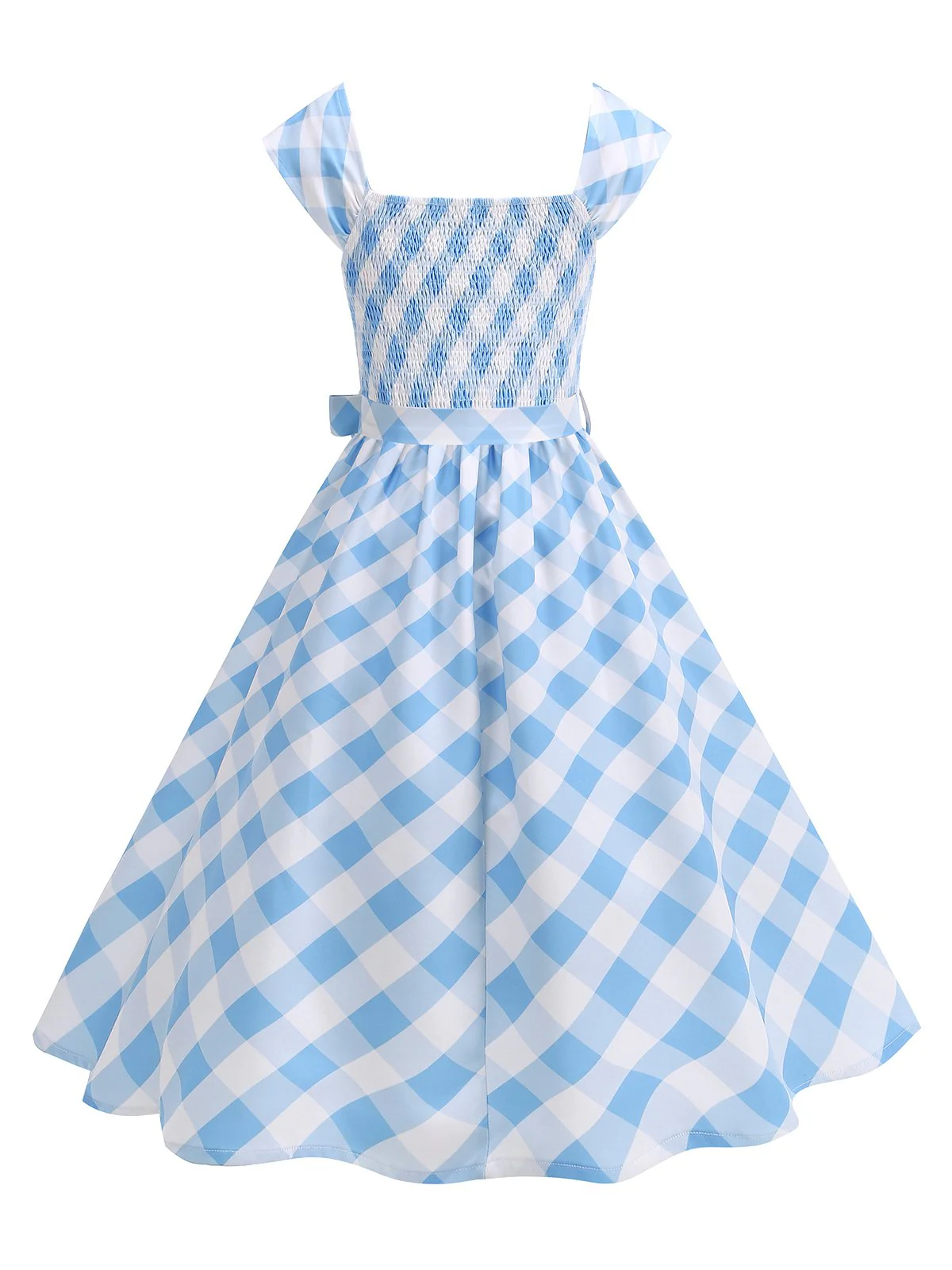 1950s Cap Sleeves Argyle Plaid Swing Dress - Image 9