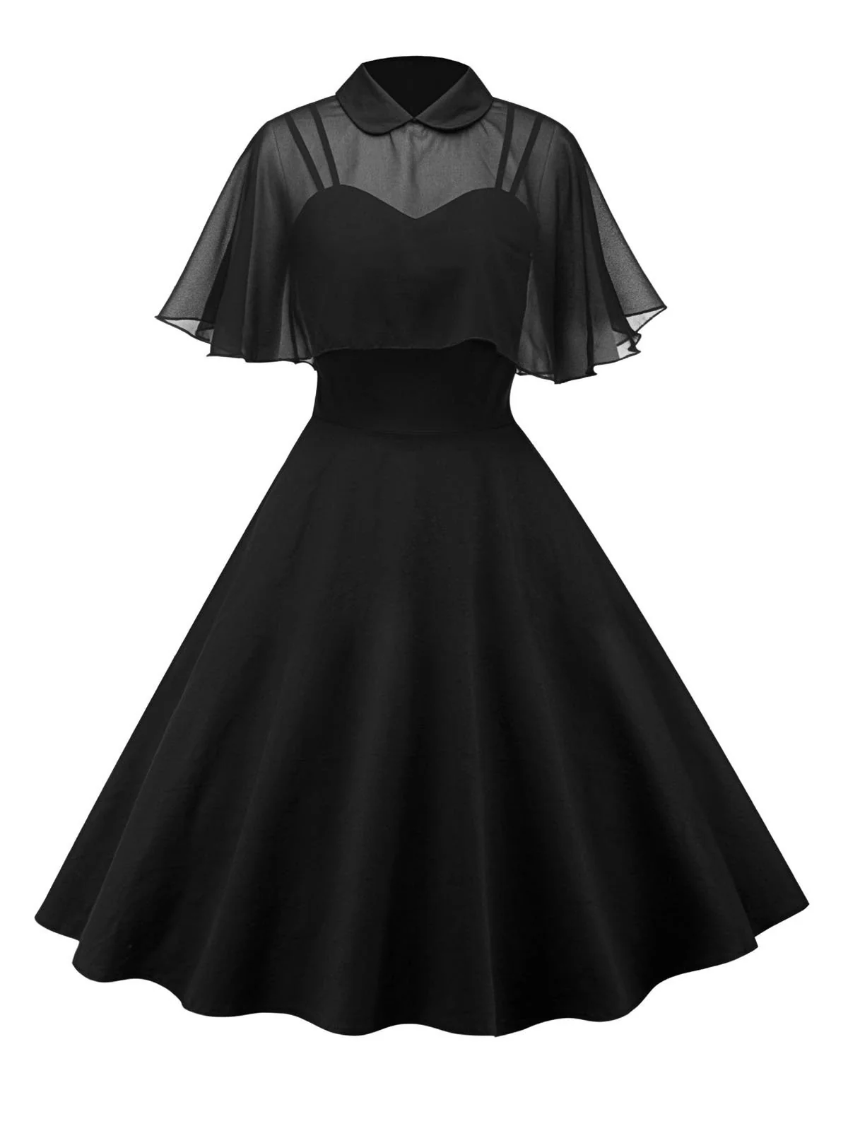 1950s Cape Patchwork Swing Dress - Image 3