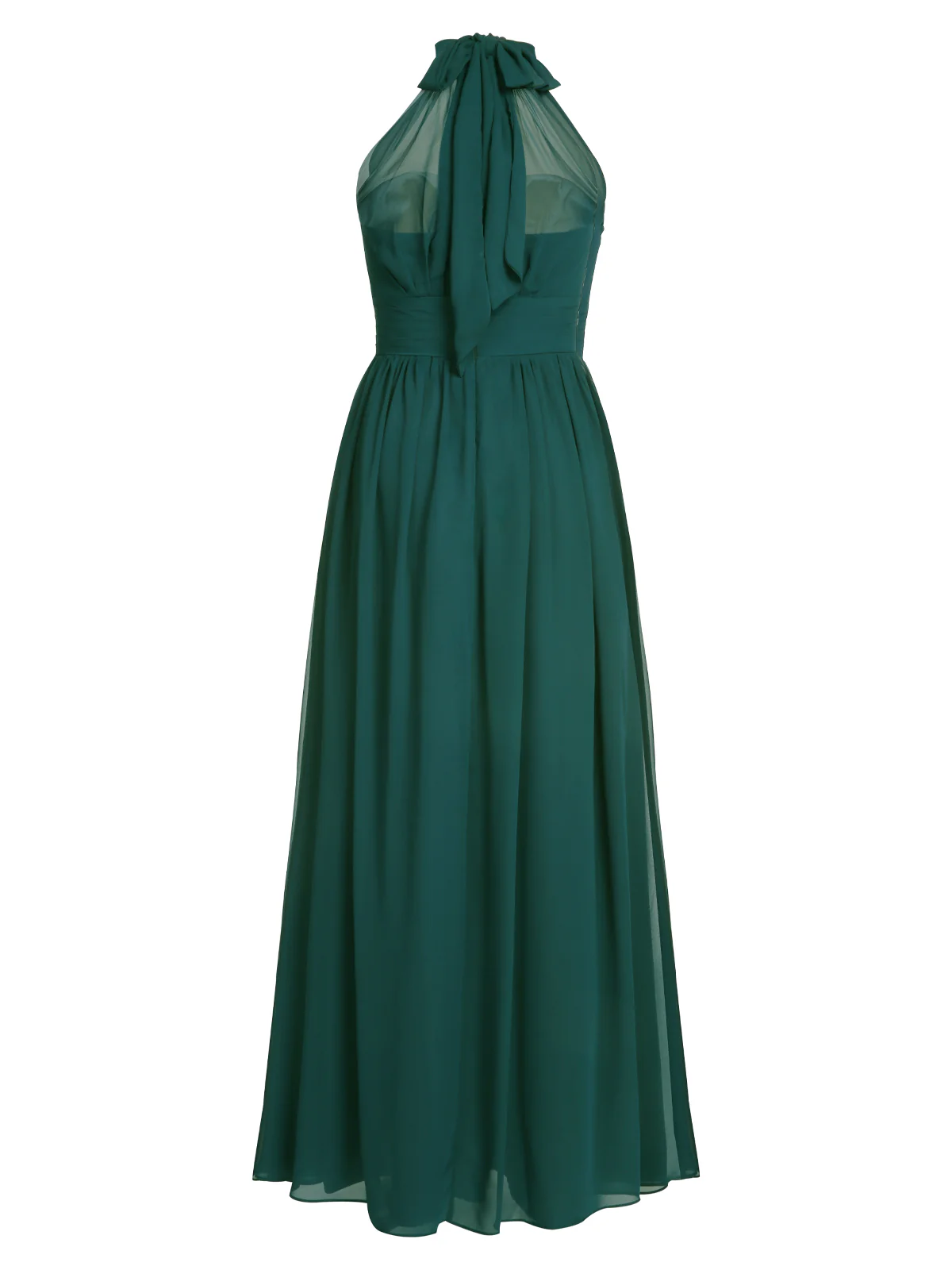 1950s Chiffon Sleeveless Solid Vintage Dress - Image 6