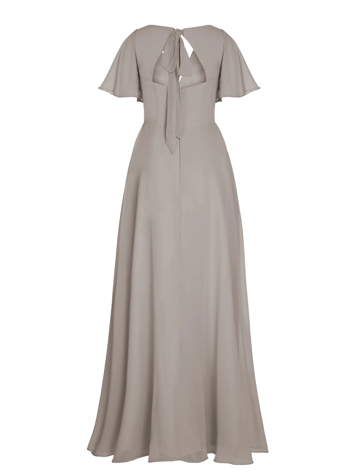 1950s Chiffon V-Neck Solid Vintage Dress - Image 10