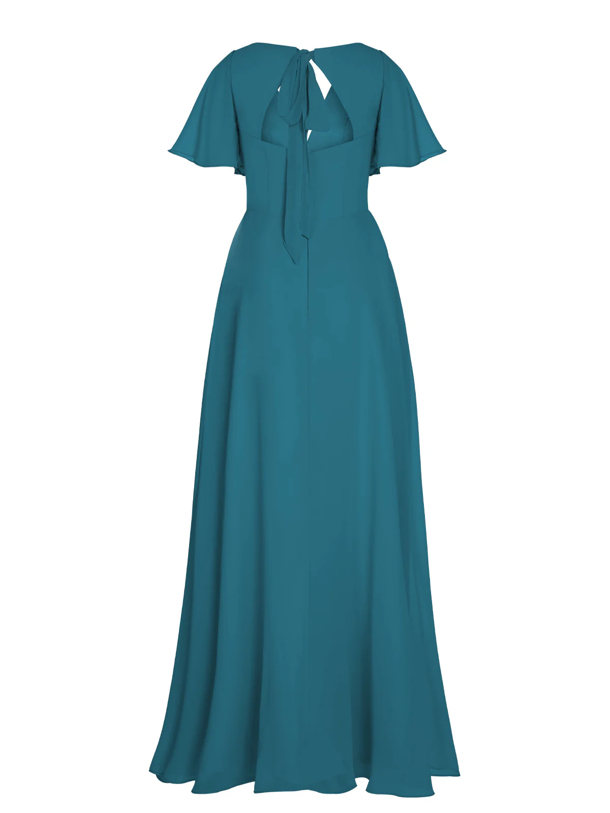 1950s Chiffon V-Neck Solid Vintage Dress - Image 12
